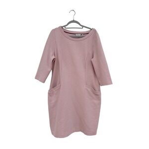 Boden Women's Pink Ribbed Knit 3/4‎ Sleeve Shift Dress with Pockets US 14R